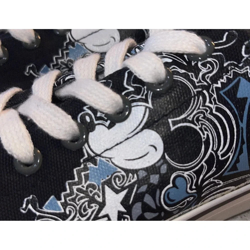 Disney Parks Men's Black Canvas Mickey Mouse Graffiti Print Sneakers Shoes Sz 7